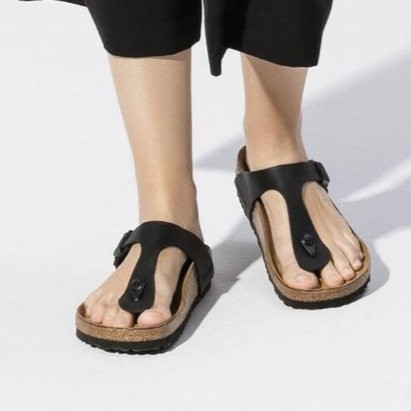 Birkenstock Gizeh Sandals Black Slides Buckle Thong 39 Women's US Size 8 - Picture 12 of 13